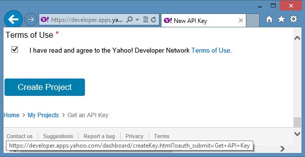 Creating Yahoo App